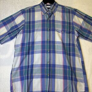 GANT Shirt Men's Size M Foxhunt Plaid  Multicolor Button Down Short Sleeve